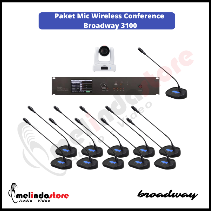 Mic Wireless Conference Broadway ZW3100 - 11 Mic + Camera PTZ